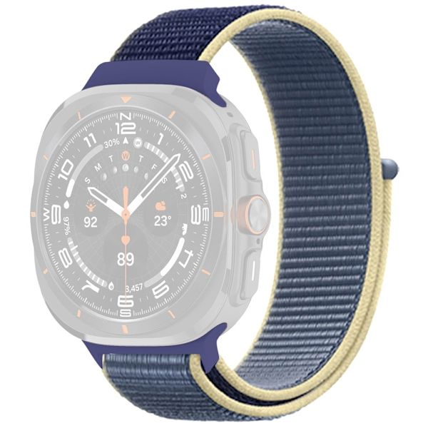 Galaxy Watch Ultra 47mm Nylon Replacement Watch Band Magic Tape Loop Strap - Style B Blue