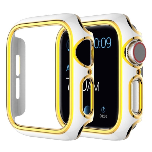 Skinnende farvepyntecover til Apple Watch Series 3/2/1 42mm - Hvid / Guld White