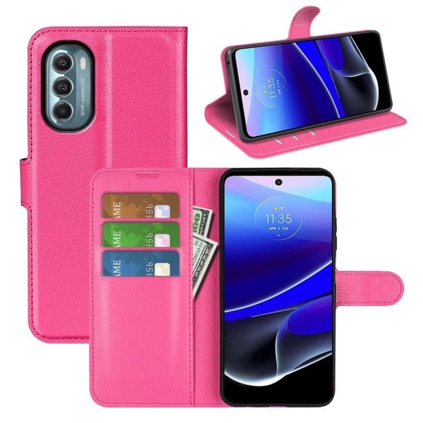 Classic Motorola Moto G (2022) flip kuoret - Ruusu Pink