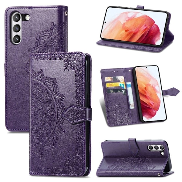 Mandala läder Samsung Galaxy S21 FE fodral - Lila Lila
