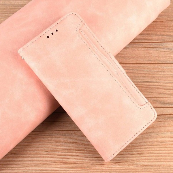 Stilfuldt Læder Etui med Pung til Xiaomi Poco M4 5G - Lyserød Pink