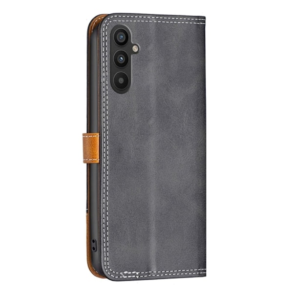 BINFEN to-farvet Samsung Galaxy A34 5G læderetui - Sort Black