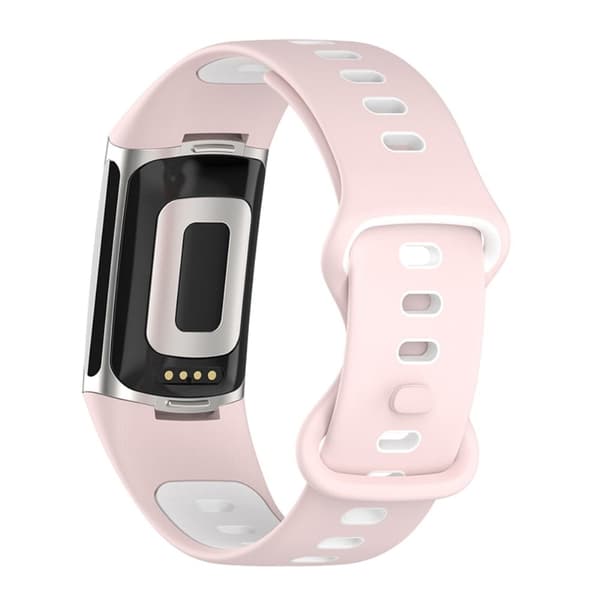 Fitbit Charge 5 klockarmband i silikon med dubbla färger - Rosa / Vit Rosa