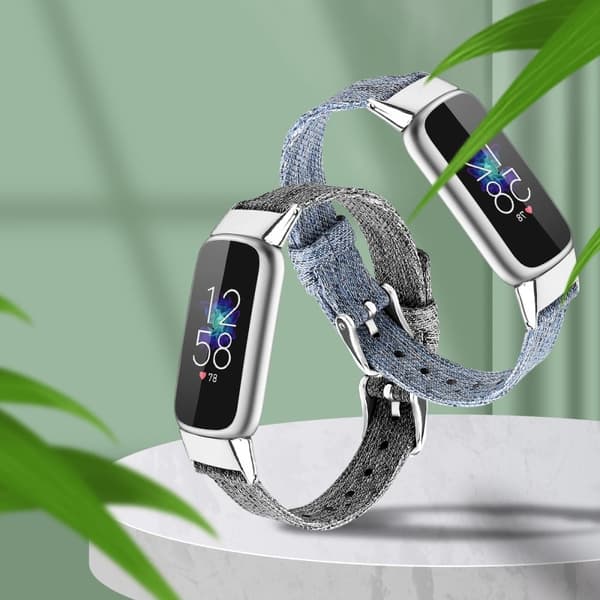 Fitbit Luxe klockarmband i canvasmodell - Himmelsblå / Storlek: L Blå