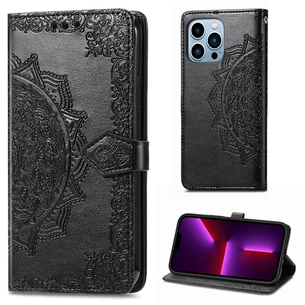 Mandala läder iPhone 13 Pro Max fodral - Svart Svart