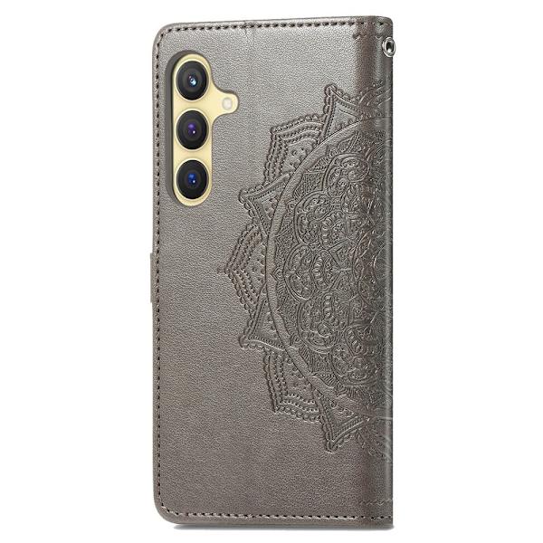 Mandala Samsung Galaxy S24 Plus læderetui - Grå Silver grey