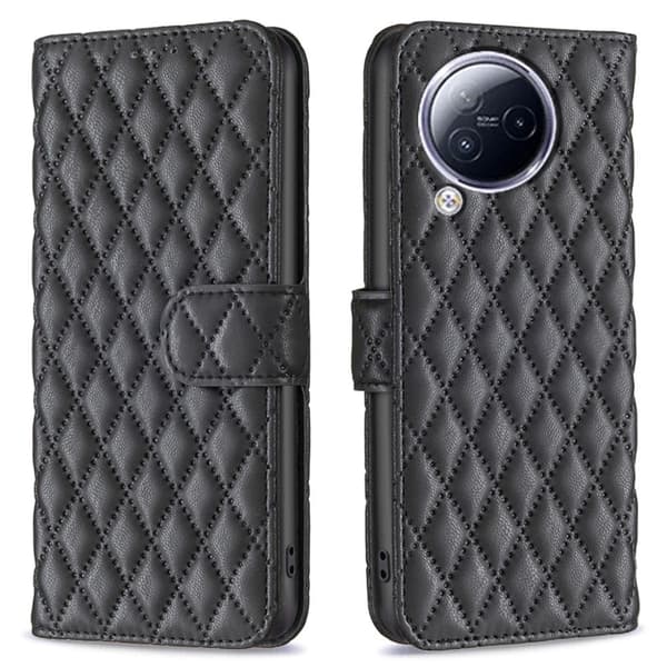 Rhombus mat Xiaomi Civi 3 flip etui - Sort Black