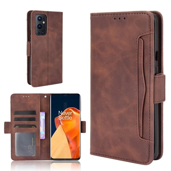 Modern-styled Lær Lommebok Etui til OnePlus 9 Pro - Brun Brown