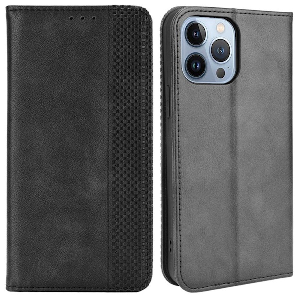 Bofink Vintage läder iPhone 14 Pro Max fodral - Svart Svart