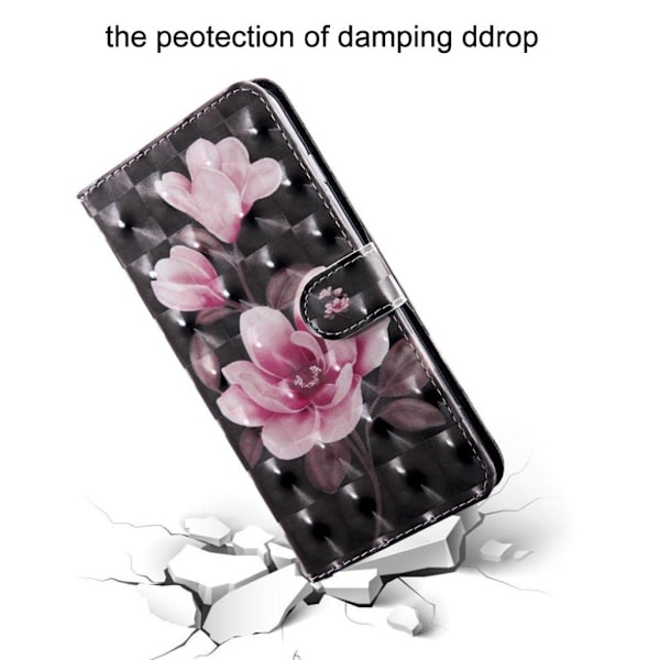 Samsung Galaxy A50 läderfodral med mönster - Rosa Blomma Rosa