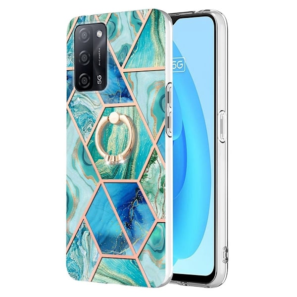 Marble Patterned Suojakuori With Ring Holder For Oppo A54s / A55 / A53s 5g / A16 - Vihreä Green