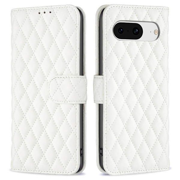 Rombemønster, matt flip-deksel for Google Pixel 8 - Hvit White