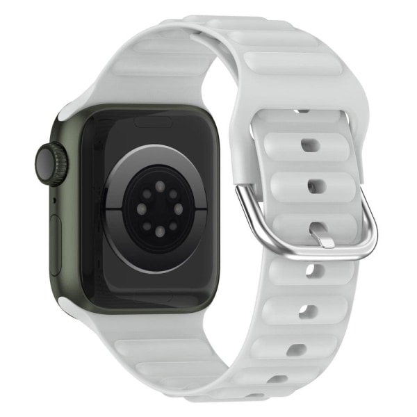Apple Watch Series 8 (41mm) wave grain style silicone watch stra Silvergrå