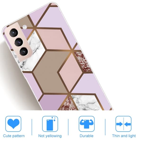 Marble Samsung Galaxy S22 Plus Etui - Golden Lush Tile Multicolor