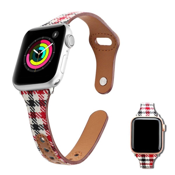 Apple Watch 40mm liner design leather watch strap - Red Plaid multifärg