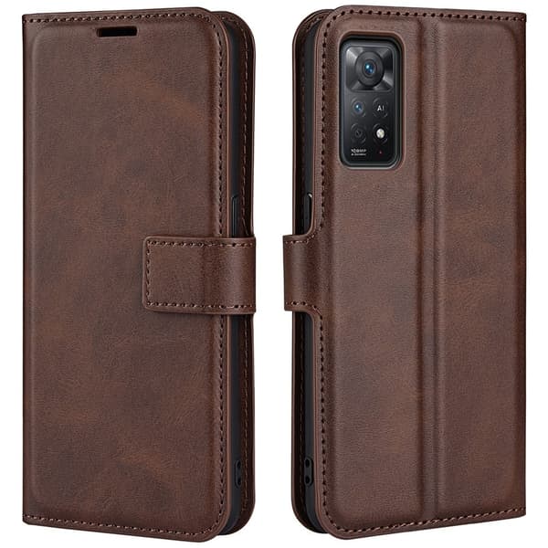 Hållbart konstläder Xiaomi Redmi Note 11S 5G / Xiaomi Redmi Note 11 Pro fodral med plånbok - Brun Brun