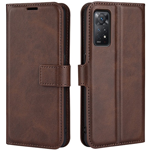 Xiaomi Redmi Note 11S 5G / Xiaomi Redmi Note 11 Pro nahkainen lompakokkotelo - Ruskea Brown