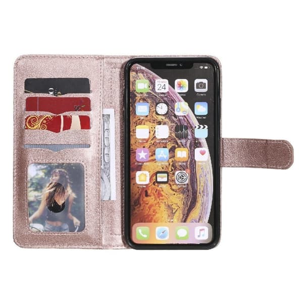 10-slot Lommebok Etui til iPhone Xs Max - Rose Gull Pink