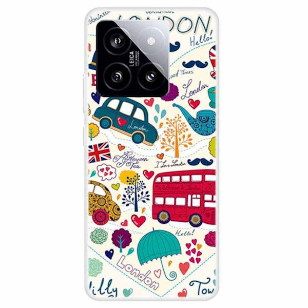 Imagine Xiaomi 14 deksel - Rød Buss Multicolor