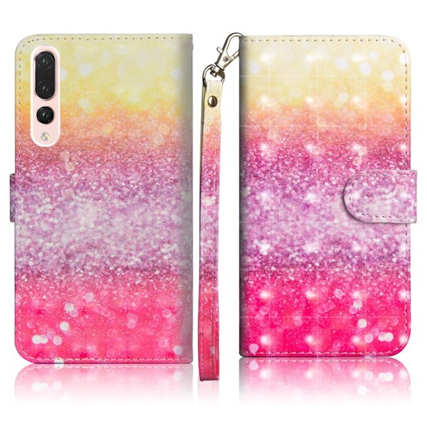 Huawei P20 Pro kuvioitu nahkainen suojakotelo - Glitteröity elementti Multicolor