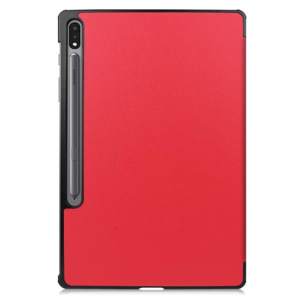 Samsung Galaxy Tab S7 FE tri-fold læder flip taske - Rød Red