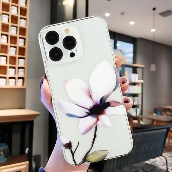 Deco iPhone 15 Pro Max kotelot - Valkoinen Kukka White