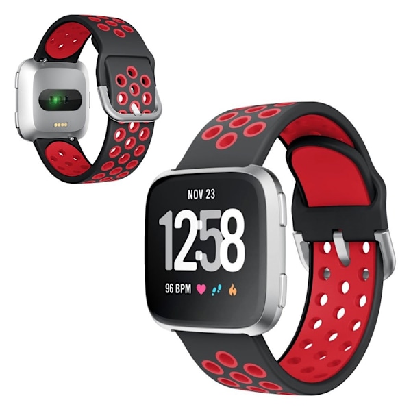 Fitbit Versa / Versa 2 siisti silikoninen kellonauha - Musta / Punainen Red