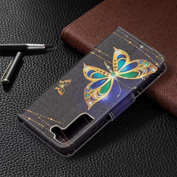 Wonderland Samsung Galaxy S22 Plus flip etui - Smykke Sommerfugl Multicolor