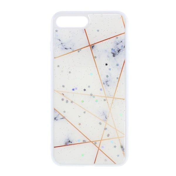 Marble design iPhone 7 Plus cover - Hvid / Guld Linjer White