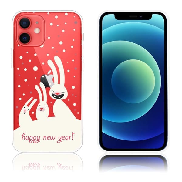 Christmas iPhone 12 Mini fodral - Cute Bunnies Vit