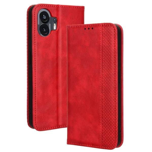 Bofink Vintage Nothing Phone (2) Læder Etui - Rød Red