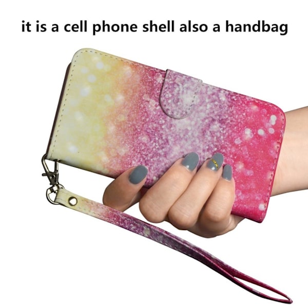 iPhone Xr læder flip cover med mønsterprint - Farvet Multicolor