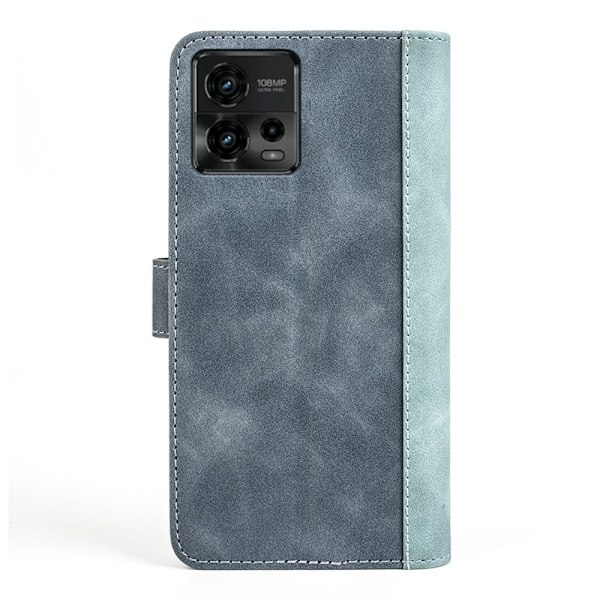 To-farvet Motorola Moto G72 læderetui - Blå Blue