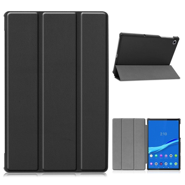 Lenovo Tab M10 FHD Plus durable tri-fold leather case - Black Svart