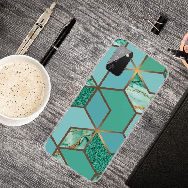 Marble Samsung Galaxy A02s Etui - Teal marble tile Green