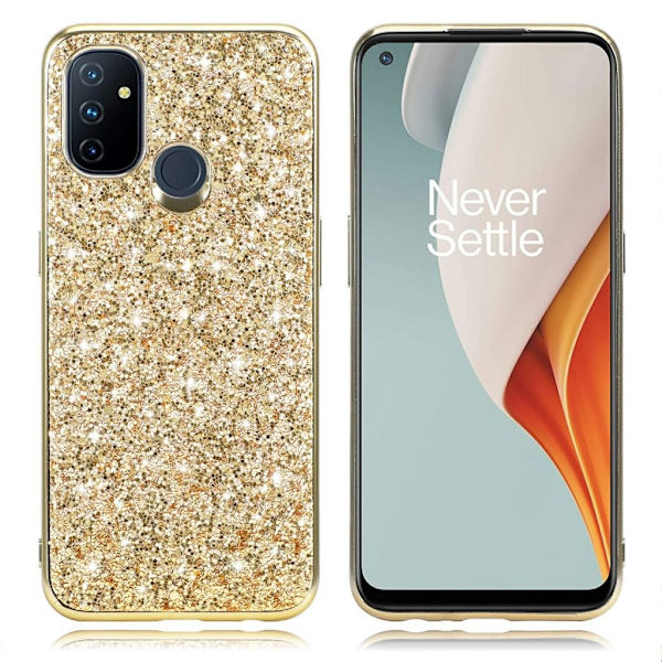 Glitter OnePlus Nord N100 Etui - Gull Gold