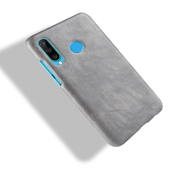 Huawei P30 Lite litsi nahkainen suojakotelo - Harmaa Silver grey