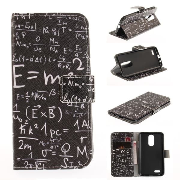 LG K4 2017 Mønstret PU Lær Flip Etui - Matematisk Symbol Black