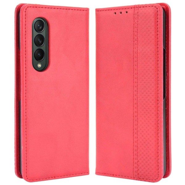 Bofink Vintage läder Samsung Galaxy Z Fold4 fodral - Röd Röd