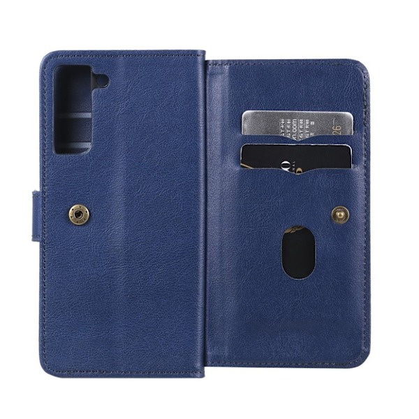 10-slot Lompakko Suojakotelo For Samsung Galaxy S21 FE - Sininen Blue