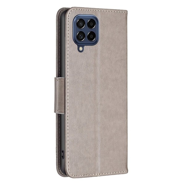 Butterfly Samsung Galaxy M53 5G nahkakotelo - Harmaa Silver grey