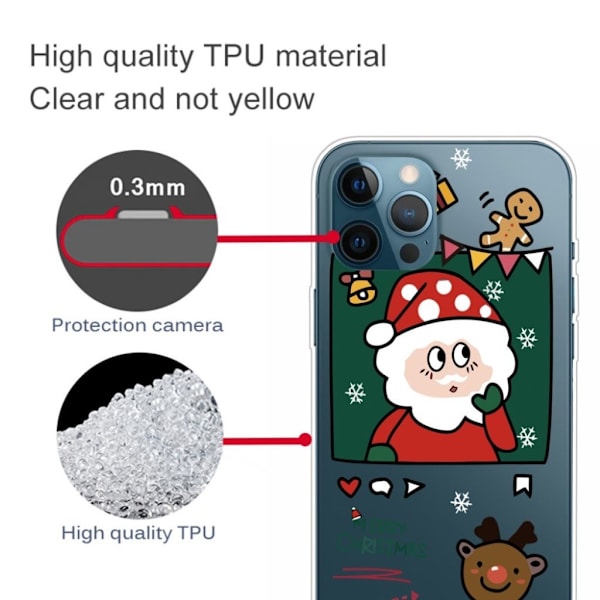 IMD julemønster og fleksibelt mobiletui til iPhone 12 Pro Max - Håndmalet Julemand Multicolor