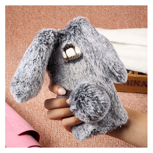 Fluffy Rabbit Samsung Galaxy S8 skal - Silver/Grå Silvergrå