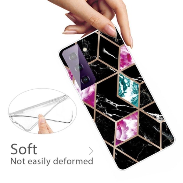 Marble Samsung Galaxy S21 FE Etui - Tile Of Black / Cyan / Rose Multicolor