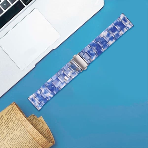 22 mm stilfuld urrem i resin til Fossil-ur - Transparent / Mørkeblå Blue