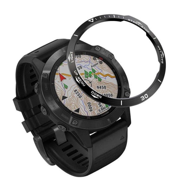 Garmin Fenix 6 kovera ruostumattomasta teräksestä valmistettu kehys - Musta / Valkoinen Black