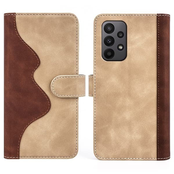 To Farvet Læder Flip Case til Samsung Galaxy A23 5g - Gul Yellow