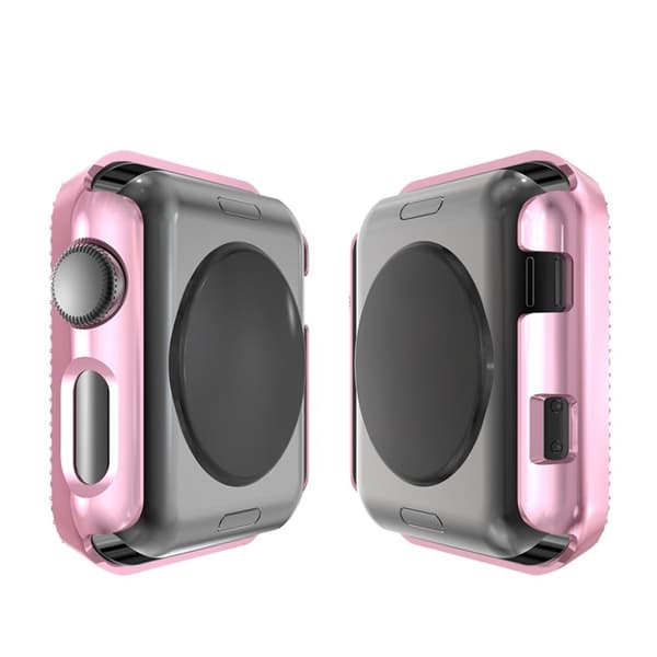 Apple Watch Series 3/2/1 42 mm strassram med dubbla rader - Ros Rosa