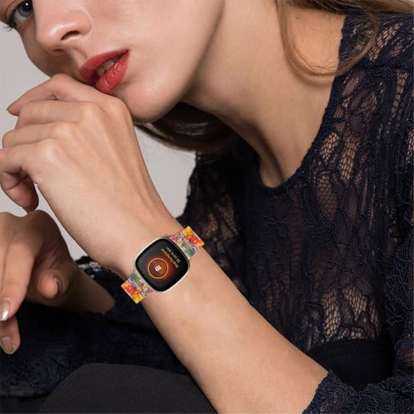 Fitbit Sense / Versa 3 klokkerem med harpiksperler - Fargerik Multicolor