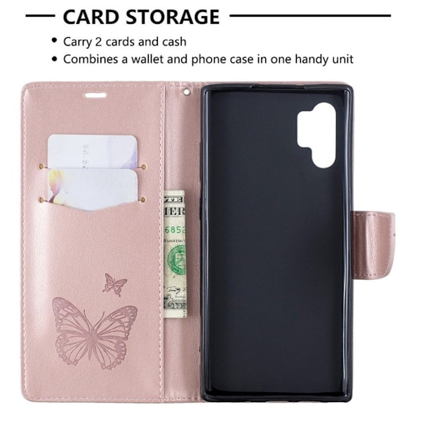 Butterfly Samsung Galaxy Note 10 Pro koetlot - Ruusukulta Pink
